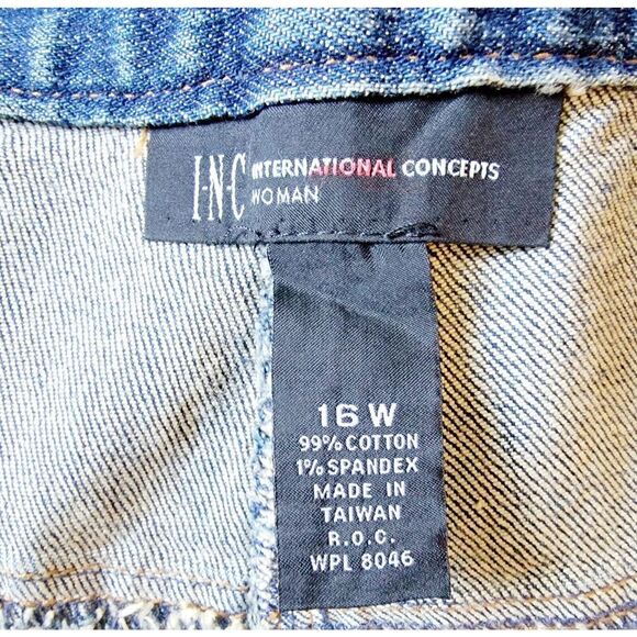 INC 16W International Concepts Demin Boot Leg Jeans Embellished Peace Love - Picture 9 of 9